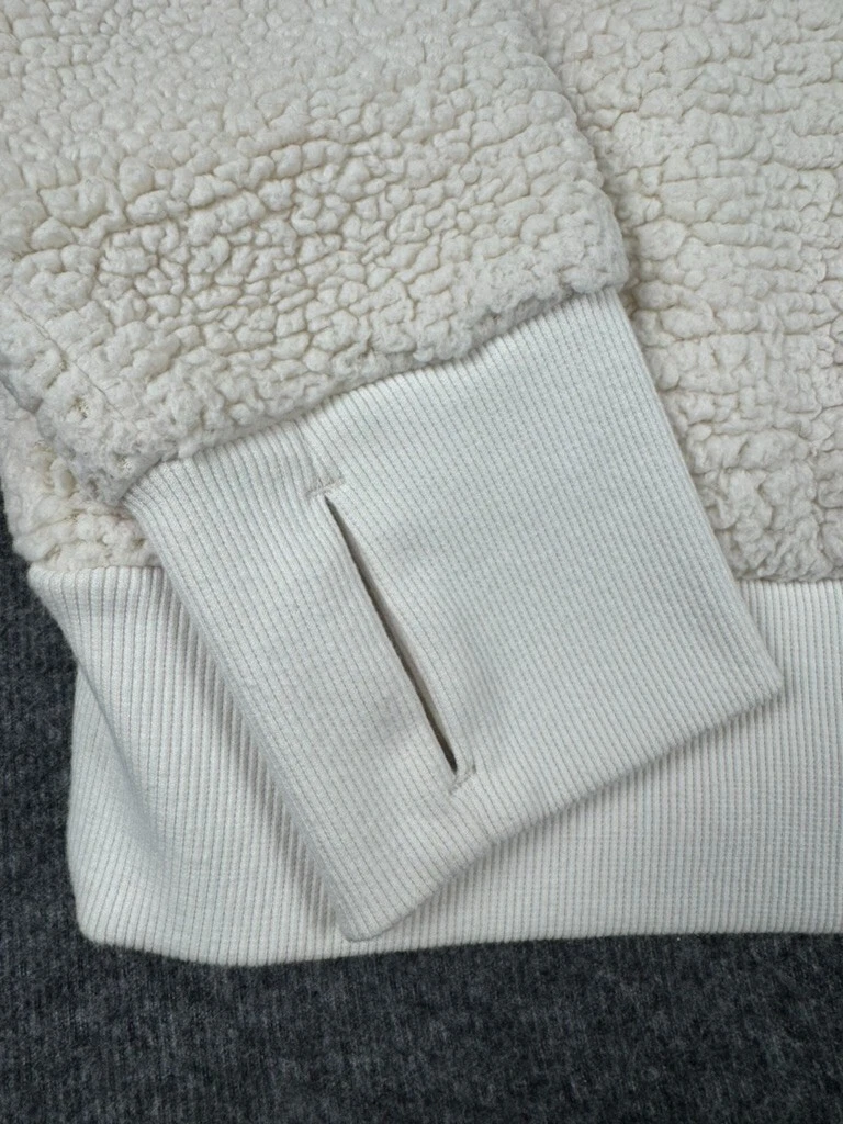 OFF WHITE Felpa con cappuccio Athleta donna piccola avorio Tugga Sherpa pullover felpa accogliente calda