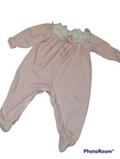 Vintage CARTERS Girls Sleeper Pink White With Lace 18 Months