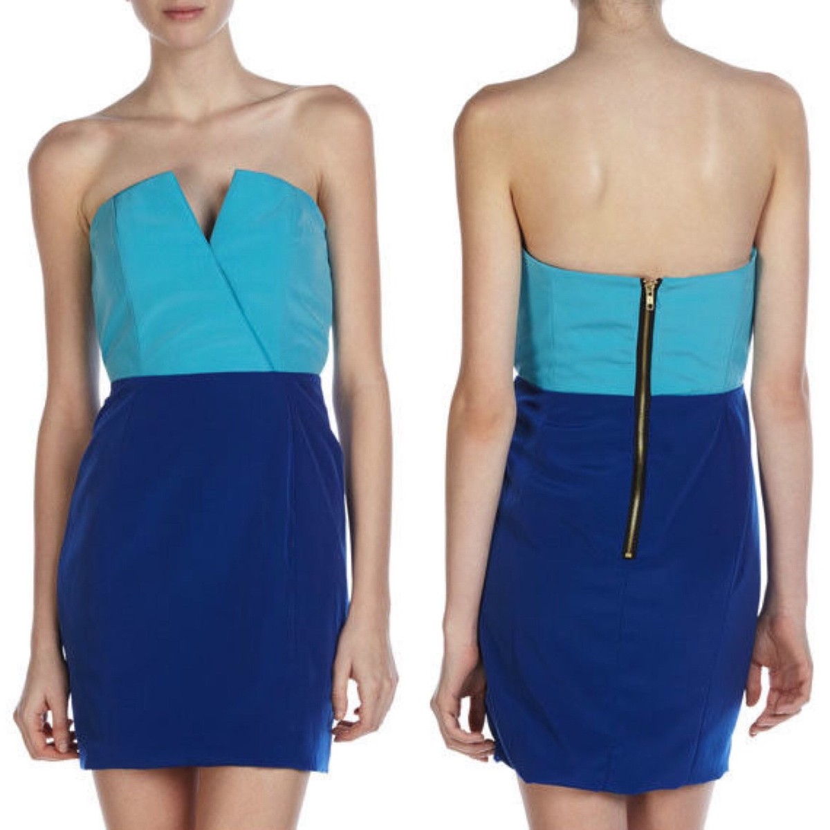 $340 NWT Neiman Marcus Naven Bombshell Red Carpet Dress Strapless S Blue TwoTone