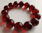 VINTAGE GENUINE BALTIC AMBER  STONE 15MM ROUND BEAD BRACELET