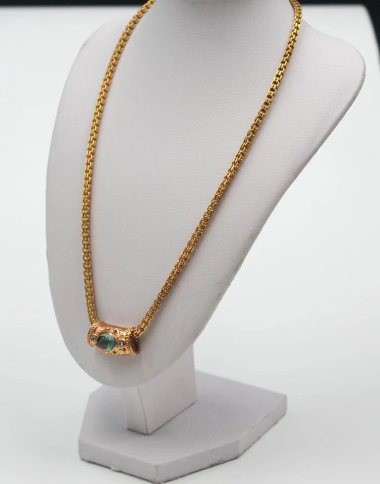 Collar y colgante deslizable italiano vintage de plata dorada con topacio azul y aguamarina Foto 4 de 4