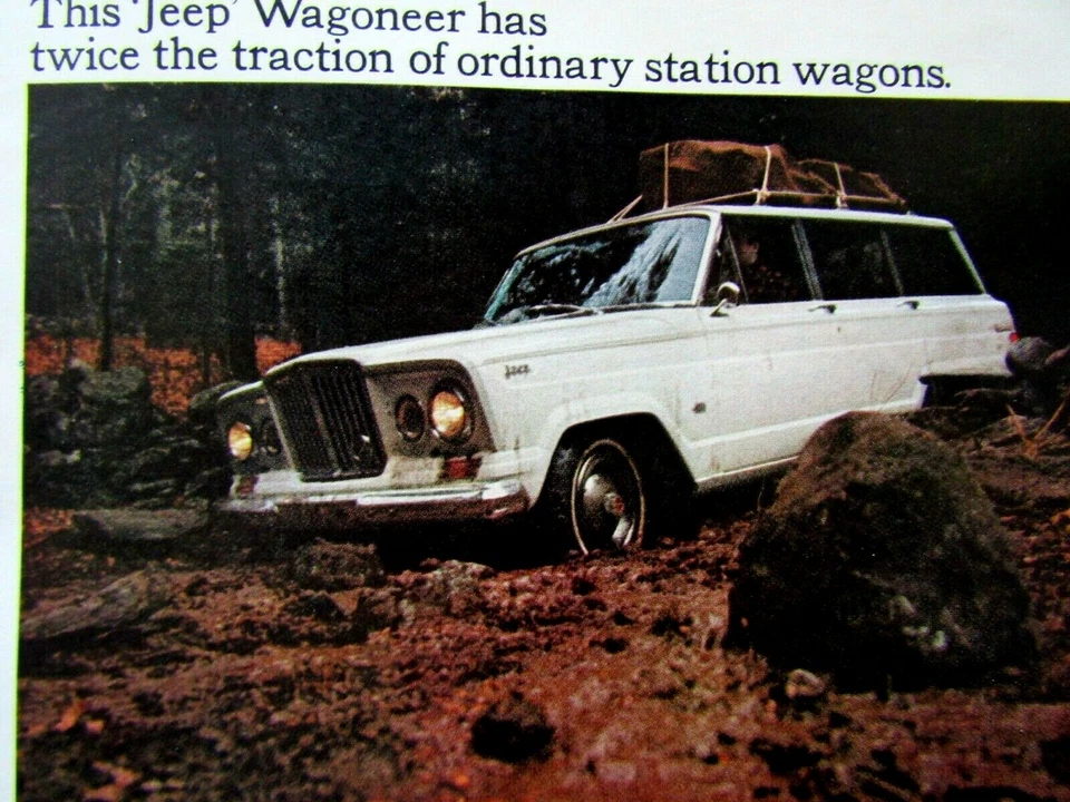 Jeep Wagoneer 1965 vintage dos veces la tracción anuncio impreso original 8,5 x 11" Foto 2 de 4