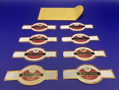 Lot of 8 Vintage Flor De Copan ￼cigar bands Honduras