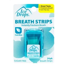 Ice Drops Breath Strips Fresh Mint Instantly Freshens Breath Small Portable Case
