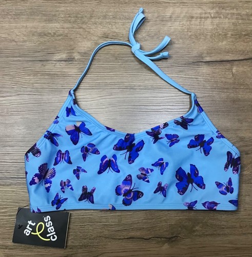 Girls' Butterfly Print Brallette Bikini Swim Top Blue size XL (14) art class - Picture 3 of 4