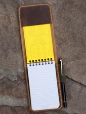 for 6x12cm Notepad holder pad pen bag Note cover notebook Leather brown W754