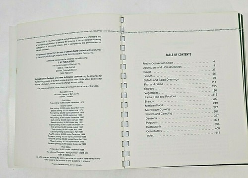 Vintage Colorado Cache Cookbook 430 pages Junior League Denver Recipes Spiral - Picture 3 of 10