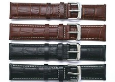 20mm Black or Brown Alligator Grain Leather Replacement Watch Strap Band Unisex