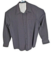 Eddie Bauer Men's Relaxed Fit Wrinkle Resistant Shirt Size XL Gray Black Strip