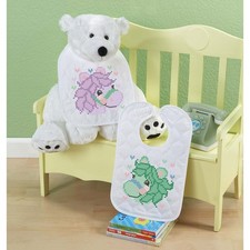 Baby by Herrschners  Carousel Ponies Bibs Stamped Cross-Stitch Kit