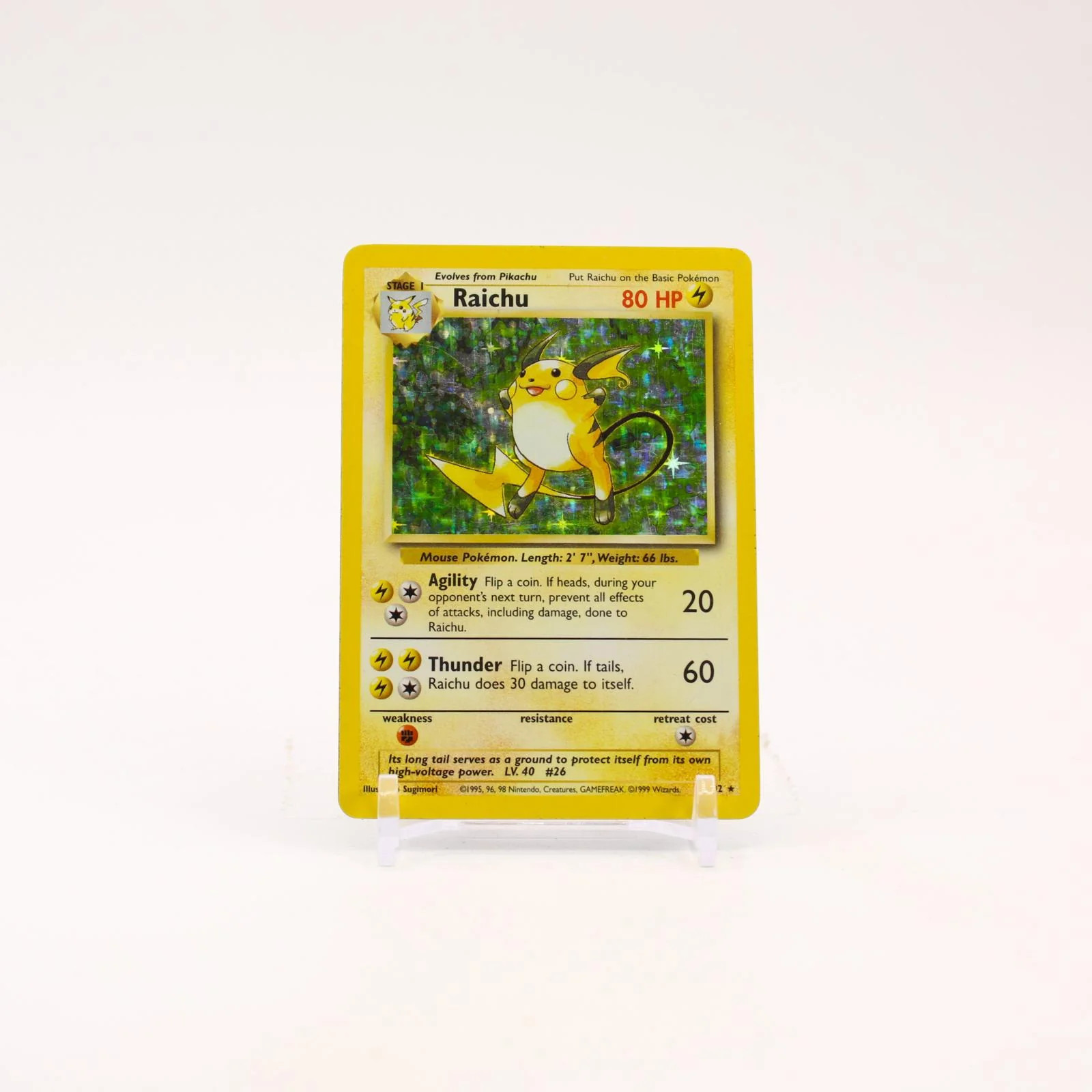 Raichu - 14/102 Base Set Unlimited Holo Rare Pokemon - MP