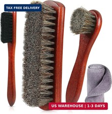 4 Pc Horsehair Shoe Brush Shine Kit Leather Shoe Polish Cleaning Brushes