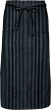 F54 Two Pocket Full Length Bistro Apron - Black Gray Pinstripe WFA83423BP