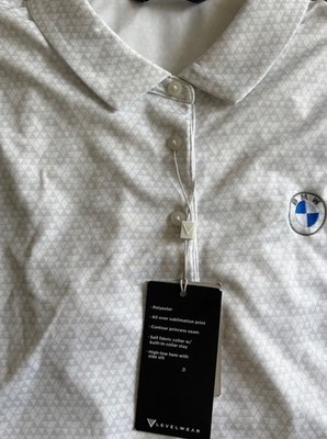 BMW Polo Shirt Womens XL Levelwear White Embroidered NWT Top