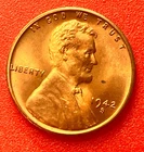 1942-S Lincoln Wheat Cent Penny GEM RED BU From an Original Bank Roll