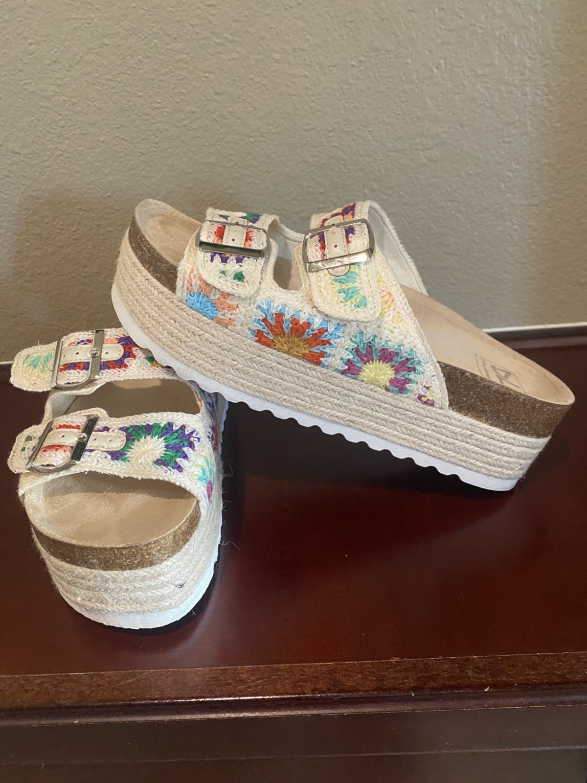 Dirty Laundry Platform Sandal Multicolor Crochet - image 1