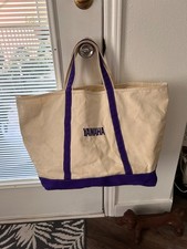 Yamaha vintage white purple canvas open top logo tote bag 16 in