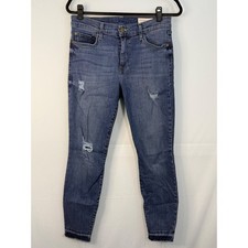 Pistola Skinny Jeans Womens 30 Blue Distressed Raw Hem High Rise P8494 USA Made