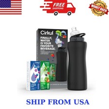 Cirkul 32oz. Matte Black Stainless Steel Bottle W/Comfort Grip Lemonade NEW