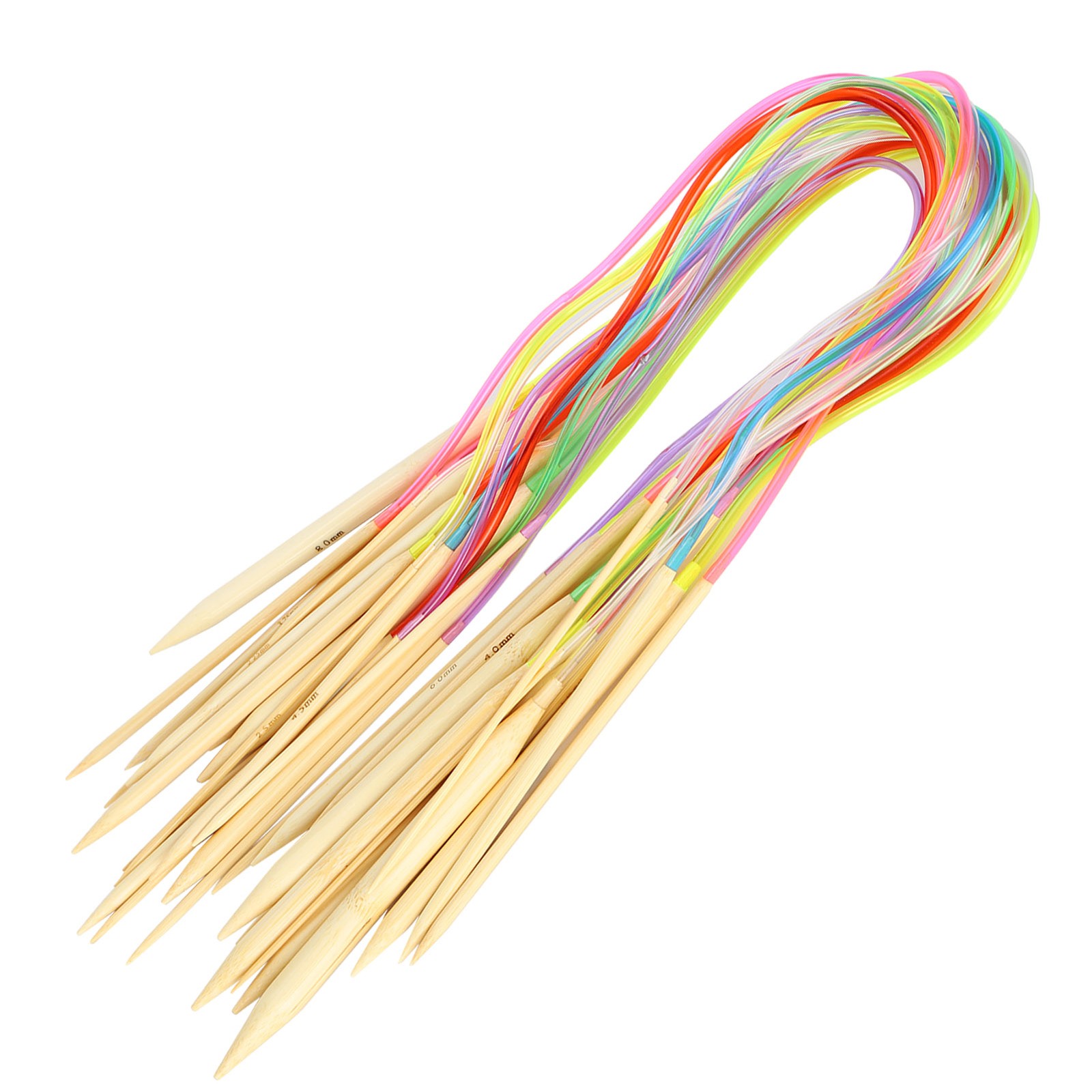 18Pcs Circular Needle DoublePointed Bamboo Color Tube Needlework Tool With Acces