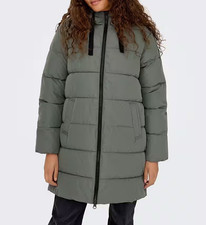 ONLY Damen Steppmantel ONLCLAIR PUFFER HOOD COAT OTW CC Grau Gr. S