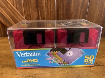Verbatim DataLife Colors 50 Pack Disks in Storage Case MF 2HD IBM Formatted NEW 
