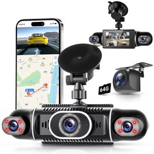360  Dash Cam Front/Rear/Inside/Side 4-Channel Dash Camera FHD 2K 1080P 3 Car...