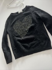 Allude Pullover Herz ♥️ Strick Strass Schwarz Oberteil Cashmere S