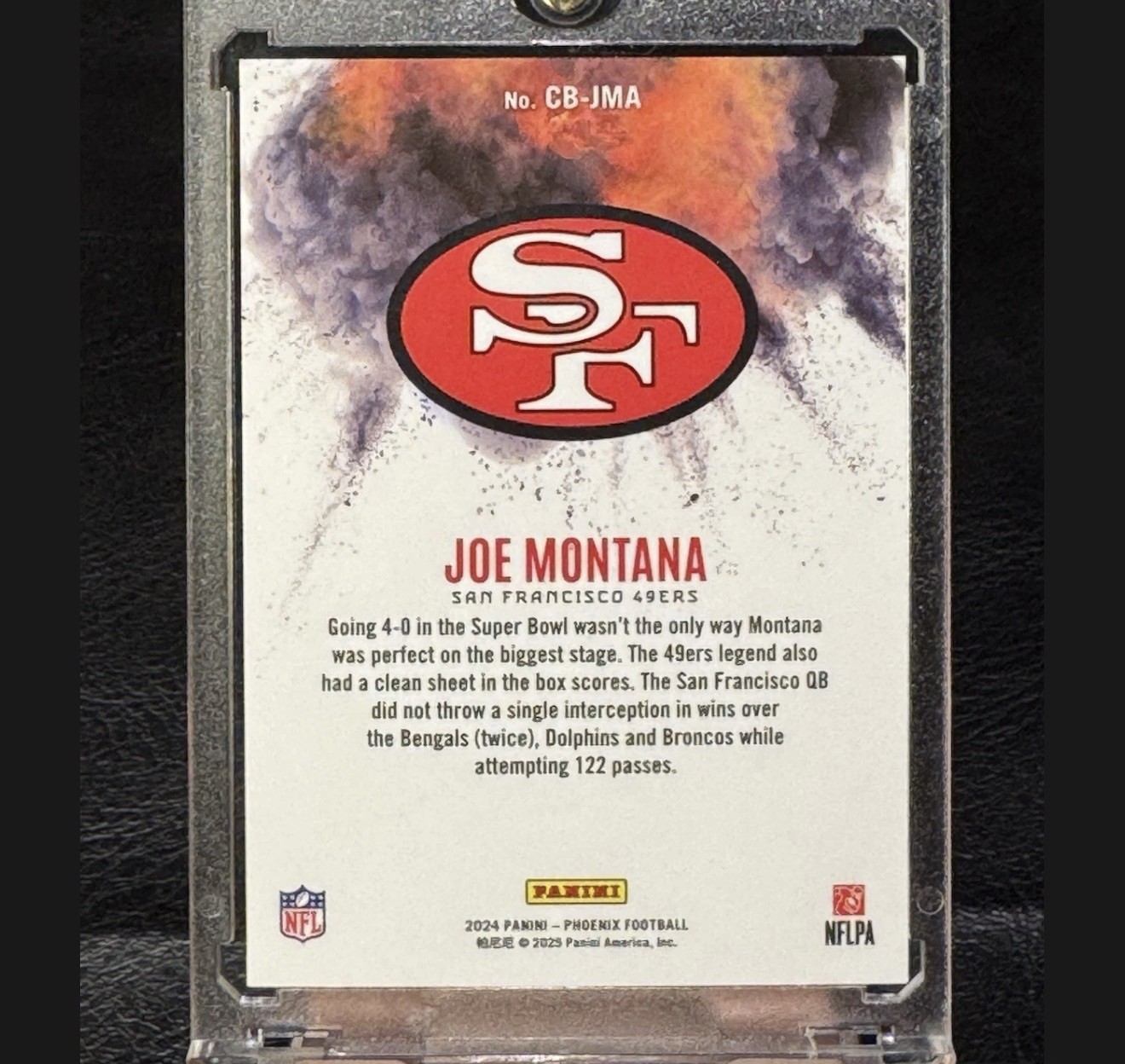 2024 Panini Phoenix - Color Blast Joe Montana #CB-JMA 49ers GOAT Case Hit Rare!