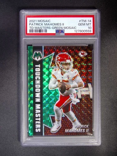 2021 Panini Mosaic Patrick Mahomes II TD Masters Green Mosaic PSA 10