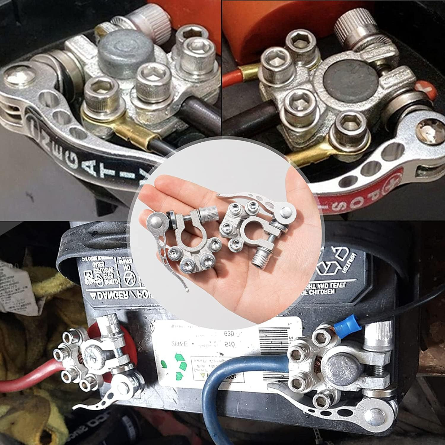 2 Pcs Quick Release Positive & Negative Car Battery Cable Terminal with anti Cor