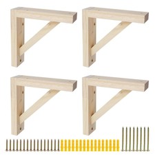 Rustic Wood Shelf Brackets Wall Mount Triangle Support 5.91x5.91 In 4 PCS