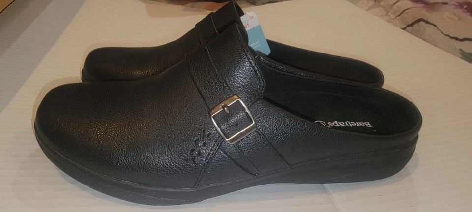BareTraps Regan Sz 8M Leather Black Slip On Clogs Comfort Bare Traps - Image 3 of 4