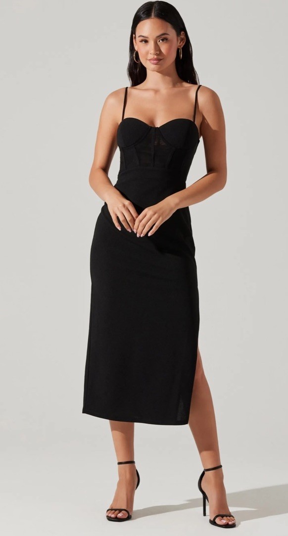 NWT ASTR THE LABEL Contrast Mesh Bustier Dress In Black Size Large MSRP $89  | eBay