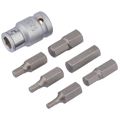 Draper Expert metrisches Sechskant-Bit-Set 1/2'' Vierkant 7-teilig verchromt