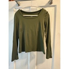 Knit Army green ribbed top with built in bra