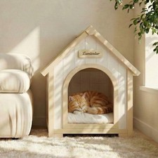 SOLID CEDAR WOOD INDOOR PET HOUSE FOR SMALL MEDIUM PETS NON-TOXIC  BREATHABLE