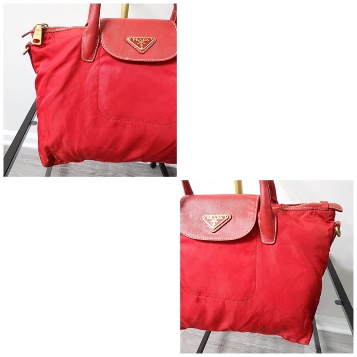 Authentic Prada Nylon Saffiano-Trimmed Tessuto Tote Red | eBay