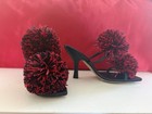 Bottega Veneta Black/Red Pom Pom Square Toe Leather Slip-On Mule US 9B — photo 3