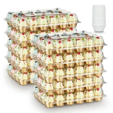 Gencywe (24 Pack x 10 Sets) Stackable Cupcake Carrier Holders with 240 Pack C...