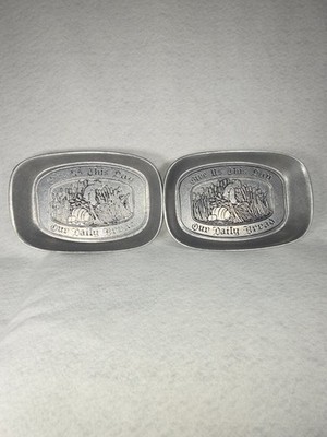 Vintage Wilton Armetale Tray ''Give Us This Day our Daily Bread'' Bread Dish  Lot