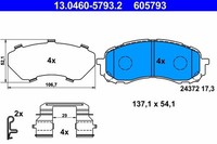 Bremsbelagsatz Scheibenbremse Vorne Ate 130460 57932 Passend FÜR Subaru