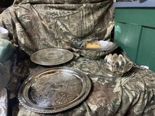 Vtg Silverplate Serveware Lot Oneida Reed & Barton Lotus Scalloped Bowls Tray