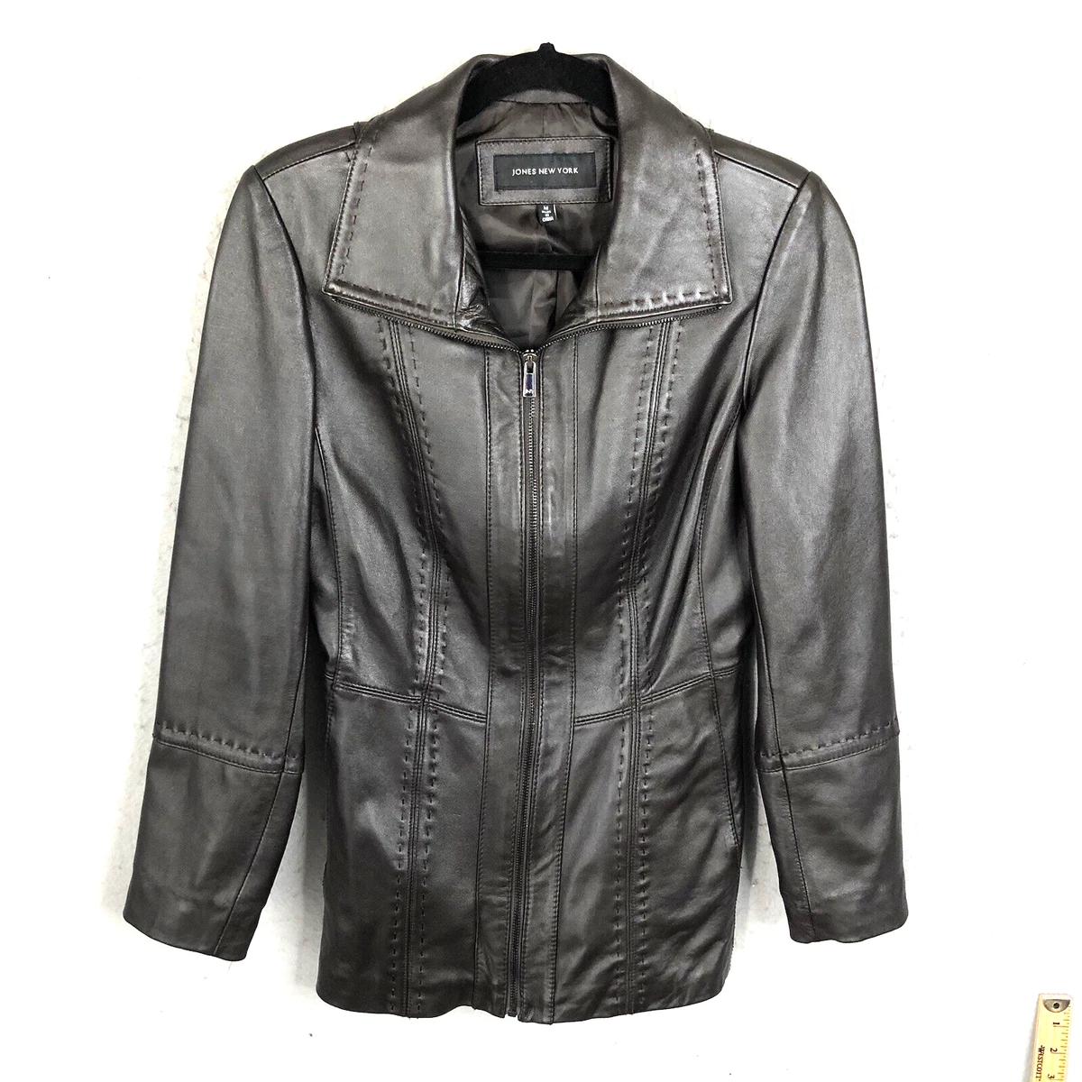 Gionannio New York lined leather tam-new.Box#6 Jones New York Leather Outer Shell Coats, Jackets & Vests  main image 2