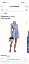 NWT Poupette St Barth Women's Sz S Rachel v white blue watercolor Dress Handmade
