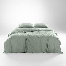 Sage Cooling Tencel Eucalyptus Duvet Cover Set - Hypoallergenic Queen Size
