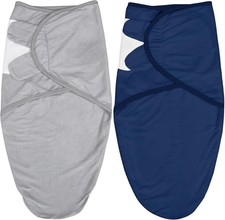 Cotton Swaddle Sleep Sack Newborn 0-3 Months Essentials 2 Pack Gray Navy New