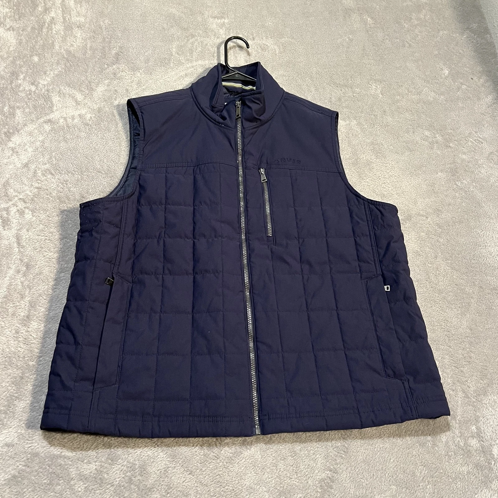 Orvis Classic Collection Vest Mens XL Blue Quilted Full Zip Insulated Outdoor