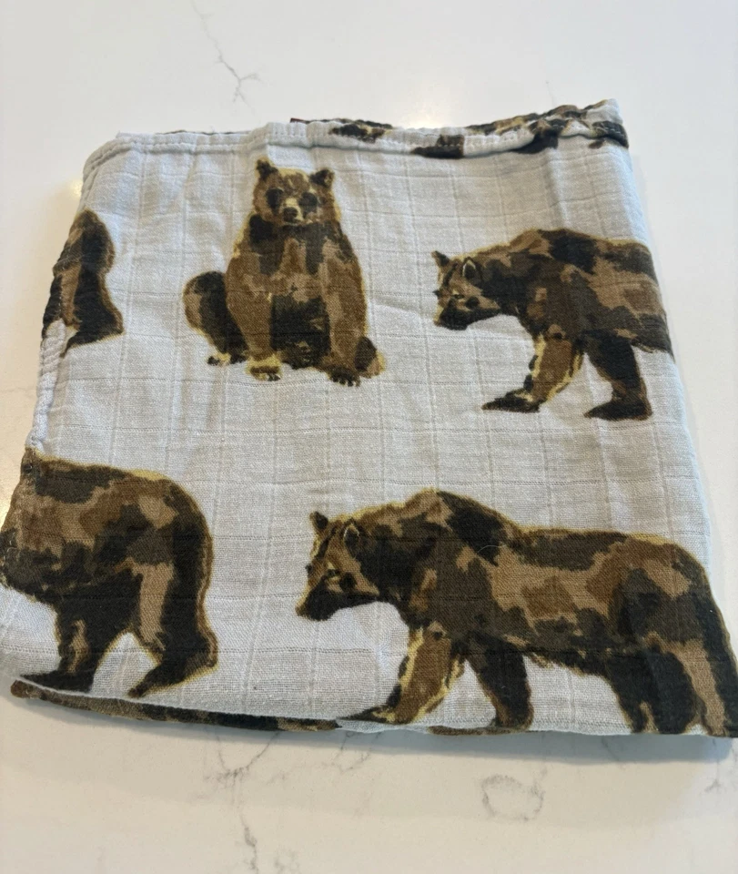 Milkbarn BEARS Muslin Set of 2 Small Baby Security Blanket Lovey Burp Cloth 21” - Image 4 of 4