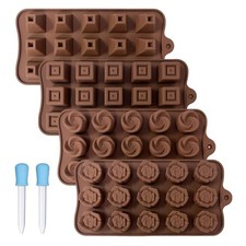 Lot de 4 moules à chocolat, 2 compte-gouttes. Différents types de moules en s...